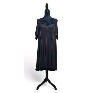 Romwe Women's Plus 4X Black Cold Shoulder Whimsigoth Flowy Black Casual Dress